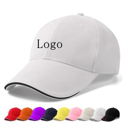 China COMMON Hot Sale Custom Unique Logo Cotton Embroidered Sandwich Brim Baseball Cap Hats 6 Panels Dad Hat Cheap Advertising Gorras for sale