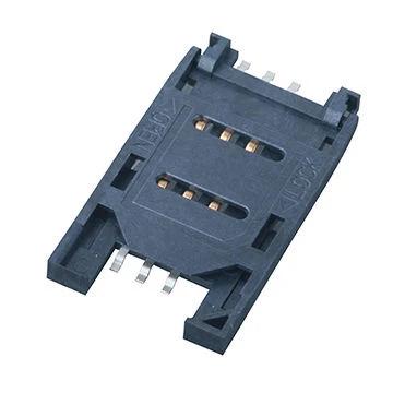 China High quality 6pin sim card connector pcb board products Pedal-lift type H=2.6mm connectors for sale