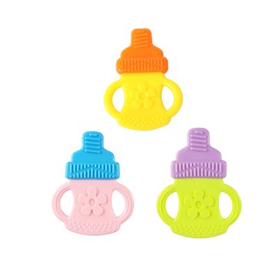 China Wholesale Custom Toxin Free Milk Bottle Shape Baby Teething Toy Silicone Baby Teether for sale