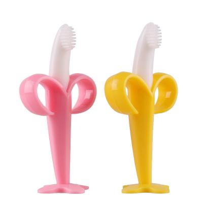 China Wholesale Cute Lohas Fruit Banana Baby Toothbrush Teether Toy For Kid's Baby Teething Toy Silicone Baby Teether for sale