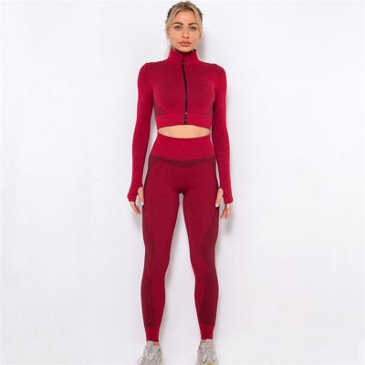 China High Quality Stand-Up Collar Breathable Slim Fit Yoga Clothes Sport 3 Pieces Set Seamless Yoga Activewear for sale