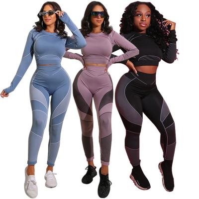 China Wholesale Fashion Sportswear Custom Breathable 2 Pieces Plus Size Seamless Clothing Gym Yoga Long Sets Fitness Women for sale