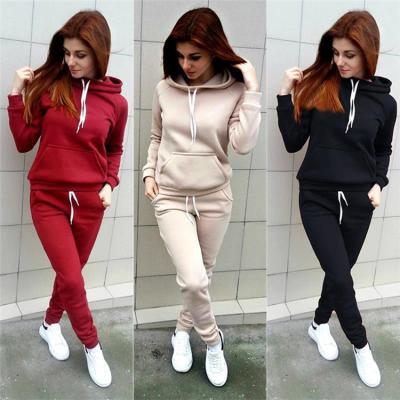 China Free Sample Breathable 2 Piece Sports Long Sleeve Suit Fleece Women's Jogger Tracksuit for sale