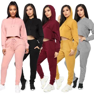 China 2021 Breathable Women's Gym Two Piece Solid Color Long Sleeve High Quality Tracksuit Set for sale