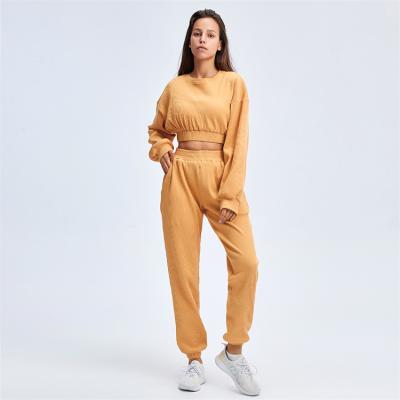 China Sweater Suit Breathable Wholesale Fitness Long Sleeve Yoga Wear Nexus Orange Women's Activewear Sets for sale