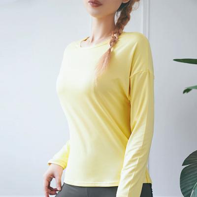 China Wholesale Breathable Beauty Back Quick-drying Blouse Long Sheath Women Plus Size Yoga Shirt for sale