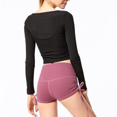 China Wholesale Breathable Women Running Buttocks Fitness Shorts Pants Long Sleeve And Short Yoga Set for sale