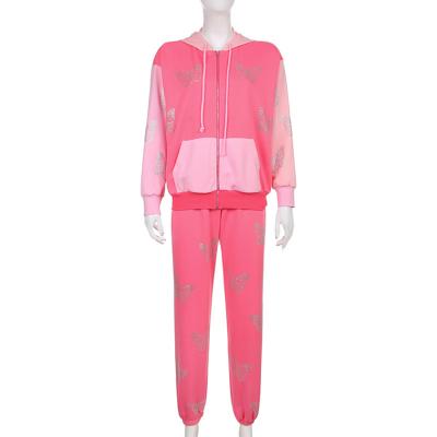 China 2021 New 2 Piece Hooded Collar Women Cotton Long Sleeve Loose Zipper Breathable Tracksuits for sale