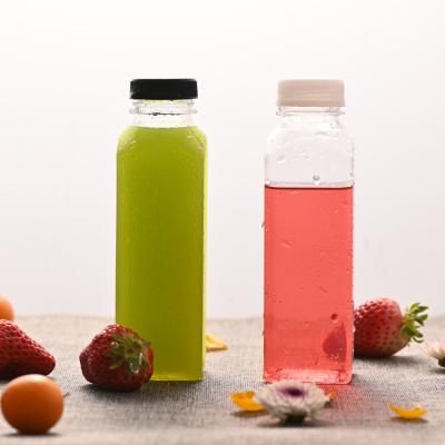 China Wholesale Custom Square Beverage Bubble Tea Plastic Beverage Bottle 200ML 300ML For Juice for sale