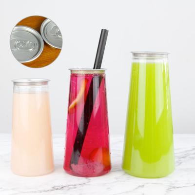 China Beverage Round Clear Customize Pop Can Recycled Plastic Bottle With Ring Pull Cap For Drinks , Beer for sale