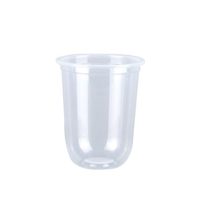 China Customized Logo Biodegradable Stocked Eco Friendly Disposable U Shape Disposable Plastic PP Cup With Lid for sale