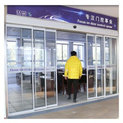 China Automatic Glass Door Mechanism Zero Lap Telescopic Sliding Door for sale