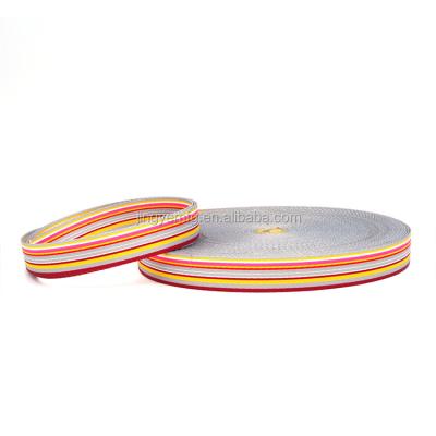 China Sustainable Hot Selling Multicolor Double Faced Striped Polyester Webbing Roll for sale