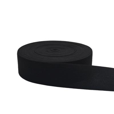 China Common 32 Mm Black Polyester Durable Rubber Elastic Webbing Belt Breathable Elastic Band For Wig for sale