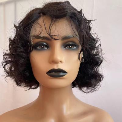 China Spring Curl Short Loose Body Wave Wavy Lace Front Human Hair Wigs For Full Frontal Bob Wigs Hair Color Hd Hair Wigs For Women for sale