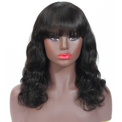 China Wholesale 12a Body Wave Hair Body Wave Hair Vendor Raw Apple Girl Wigs For Black Women Wig Hair Machine Made Wigs With Bangs for sale