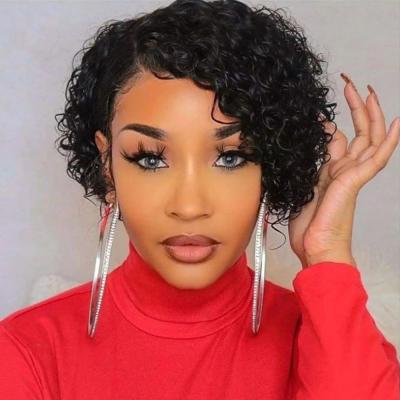 China Cheap Pixie Cut Curly Wig 13x4 T Full Lace Wig Headband, Bleached Knots Short Brazilian Wig, Hd Lace Hair Wig For Black Women for sale