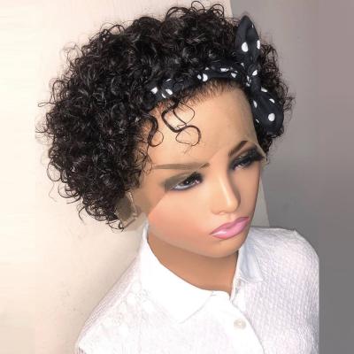 China Short Pixie Cut Curly Wig Bleached Curly Lace Front Wig 13x4 T Knots Wig Brazilian Hd Lace Hair Wig For Black Women for sale