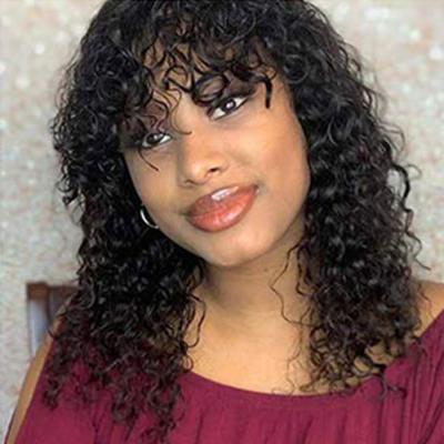 China UBeautyhair Brazilian Kinky Curly Hair Short Kinky Curly Wig For Women Natural Color Virgin Remy Fringe Curly Machine MadeWig for sale