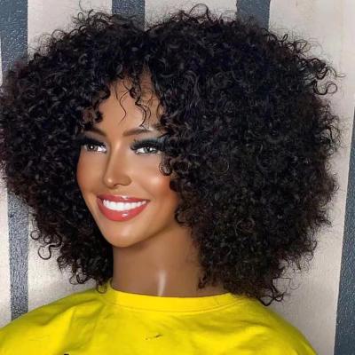 China UBeautyhair Brazilian Kinky Curly Short Curly Hair Wig For Women Color Natural Virgin Remy Fringe Curly Machine Made Wig for sale