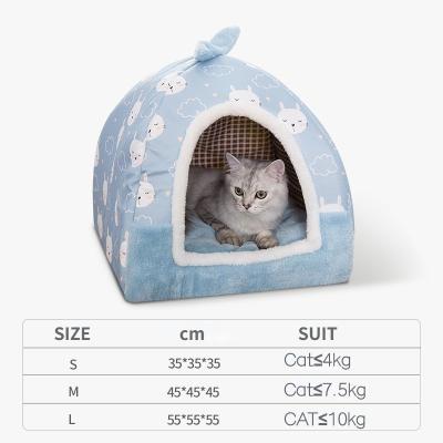 China Removable Self Heating Cat Cave Beds Washable Dog Cat Tent House Pet Bed for sale