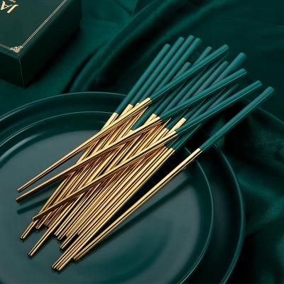 China Sustainable Korea 304 Stainless Steel Chopsticks Reusable Titanium Metal Chopsticks Can Be Customized Logo for sale