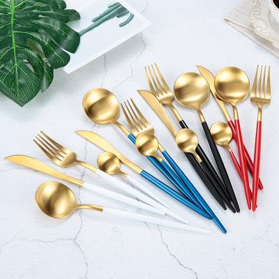 China Wholesale Sus304 Flatware Sustainable Luxury Gold Design Modern Individual Gold Plated Stainless Steel Flatware Set Wedding Manufacturers for sale