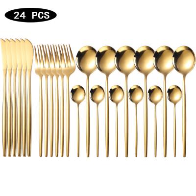 China Viable 24 Pcs Stainless Steel Flatware Set Silverware Wedding Flatware Set Matte Finished High Quality Stainless Steel Flatware Set for sale