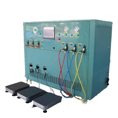 China R404a refrigerant filling recovery system oil less ac recovery machine refrigerant ac split gas charging machine for sale