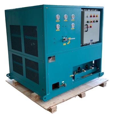 China Explosion Proof R600a R134a Refrigerant Tank Gas Recovery Unit 25HP Oil Less Refrigerant Recovery Charging Machine for sale