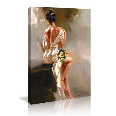 China Mordern Amazon The Same Wall Artwork Simple Girl Hand Painted Oil Painting On Canvas Nude Portrait Painting for sale