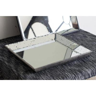 China Wholesale Luxury Mordern Porcelain Vintage Clear Glass Square Finish Mirrored Glass Tray for sale