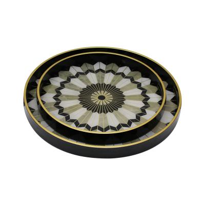 China Wholesale Super Luxury Marble Onyx Tray Mirror Set Decorative Stain Home Stock Restaurant Hotel for sale