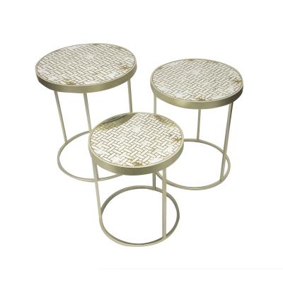 China Factory Customized Wholesale Accept Custom Modern Luxury Gold Round Mirror Coffee Side End Table for sale