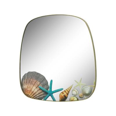 China Tik Tok Hot Selling Artist 3D Rustic Decorative Wall Mounted Mirror with Marine Biological Pattern Large Mirror UV Printed Art for sale