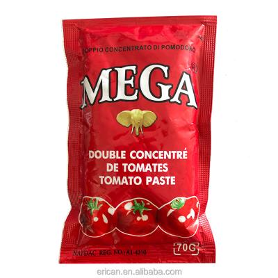 China Hot Sale Plastic Packaging 70 Gram Tomato Sauce Ketchup Sachet In Pouch 28-30% Concentration Custom for sale