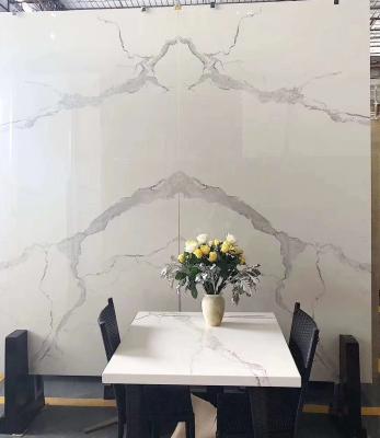 China China Modern Fossil Stone Agglomerated Valley Faux White Marble Flooring Stone Cultured Artificial Stone Slab for sale