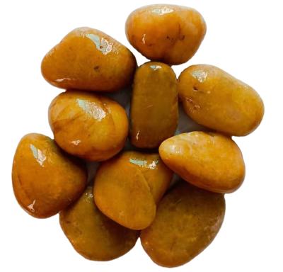 China Modern Polished Natural Yellow Stone Mexican Beach Pebbles for sale