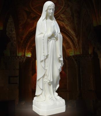 China Coastal Marble Virgin Hand Cut And Polished White Marble Statue for sale