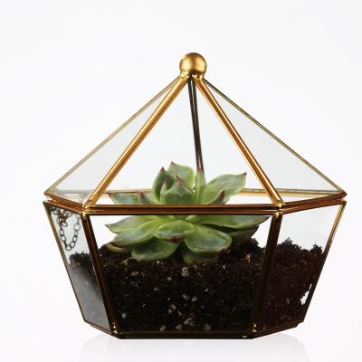 China Hot Selling Europe Moden Clear Air Plant Planter Geometric Irregular Glass Mini Greenhouse for sale