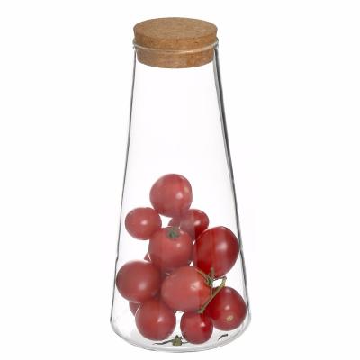 China Emergency cooling. Thermal resistance. Non flimsy round storage glass bottles / jars with bamboo lid, storage glass jar with clip storage glass jars for sale