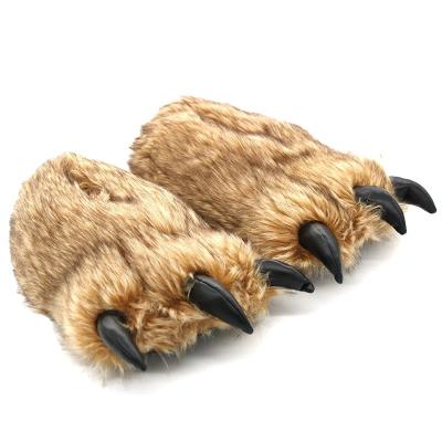 China 2022 Chambers Unisex Animal Hairy Gray Bear Anti-slippery Paw Slippers For Women and Men for sale