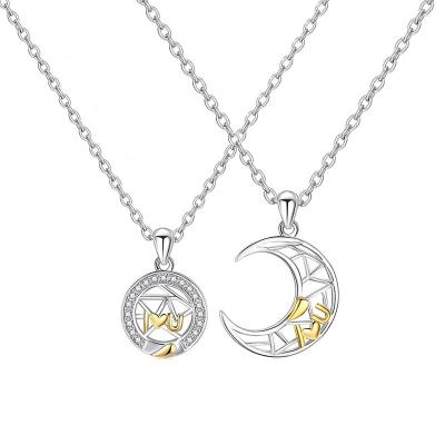 China Trendy Sun Moon Couples Choker Pendant Necklace Titanium Steel Necklace for sale