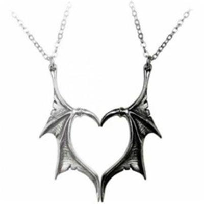 China Trendy Devil Wings Necklace Couple Retro Hip Hop Punk Metal Pendant Necklace for sale