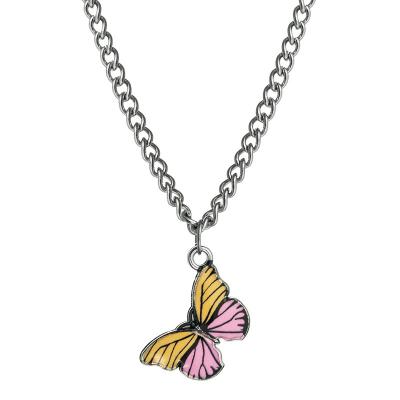 China Butterfly Fashionable Color Alloy Drop Oil Color Temperament Female Clavicle Chain for sale