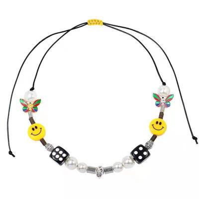 China Trendy Hot Selling Titanium Steel Dies Smiley Hip Hop Skull Butterfly INS Necklace for sale