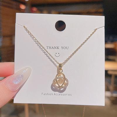 China Heart Elegant Butterfly Word Pearl Rhinestone Necklace Flower Fashion Stainless Steel Gold Plated Zircon Pendant Necklace for sale