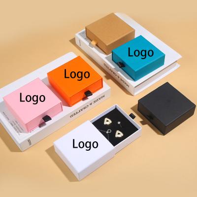 China Custom Wholesale Friendly Custom Logo Black Pink Slide Drawer Jewelry Packaging Earring Necklace Bracelet Boxes For Jewelry for sale