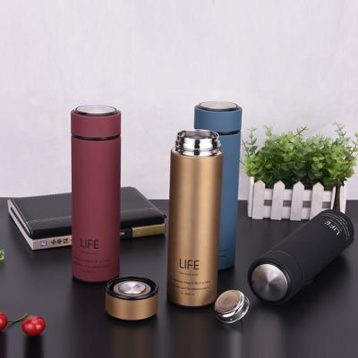 China High Quality Viable Black Metal Stainless Steel Insulated Water Bottle Vacuum Flask Thermos Flask With Tea Filter for sale