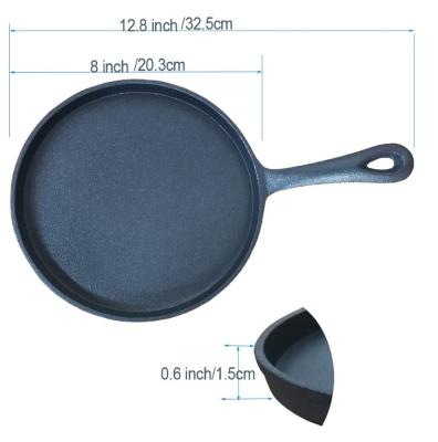 China Rustic Cast Iron Pan PreSeasoned Skillet Round Griddle 8 Inch Set of 4 for sale